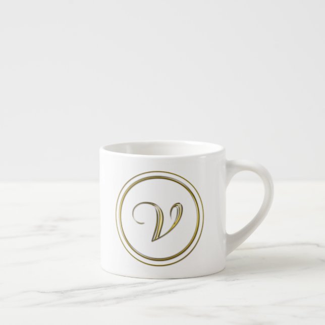 "Letter V" Monogram Espresso Cup (Right)
