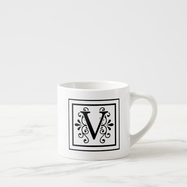 Letter V Monogram Espresso Mug (Right)
