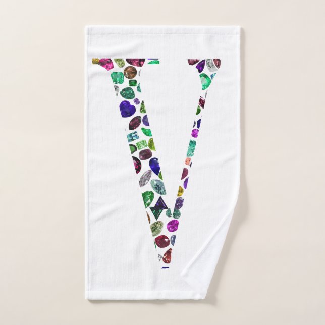 Letter V Monogram Hand Towel (Hand Towel)