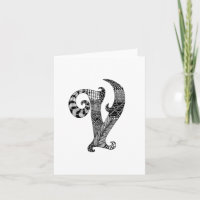 Letter V Monogram in Black and White