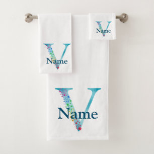 Letter V Monogram Initial Bath Gift Set
