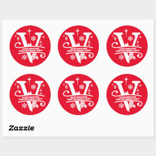 Letter V Monogram Initial Family Name Greeting  Classic Round Sticker