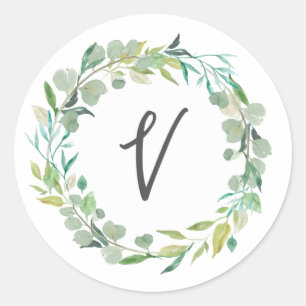 Letter V Monogram Initial Sticker Envelope Seal
