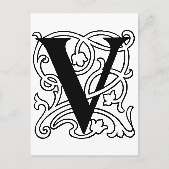 Letter V Monogram Postcard (Front)