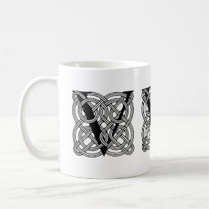 Letter V Monogram Vintage Celtic Knot Print Coffee Mug