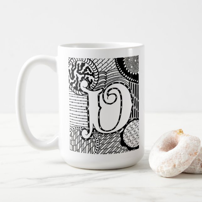 Letter V Mug, Art by Elizabeth Sampson Coffee Mug (With Donut)