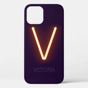 Letter V Neon Light Personalised iPhone 12 Case