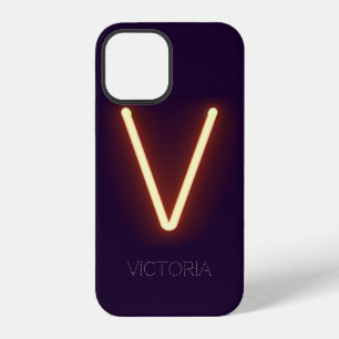 Letter V Neon Light Personalised iPhone 12 Case