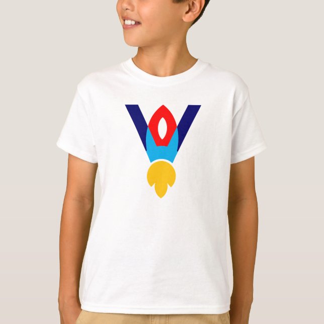 Letter V Rocket Kids T-Shirt (Front)