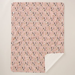 Letter V Sherpa Blanket