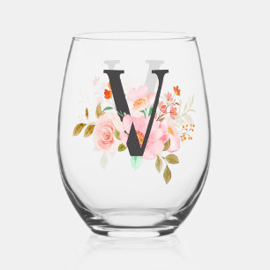 Letter V Stemless Wine Glass