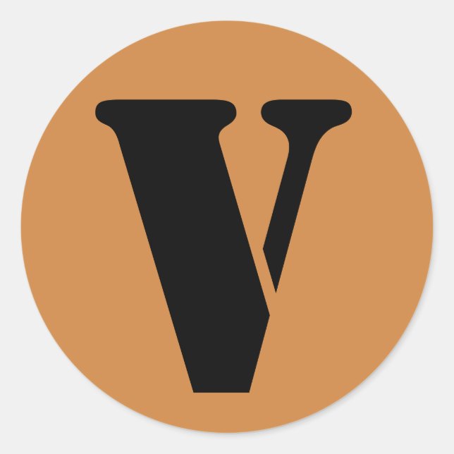 Letter V Stencil Alphabet by Janz Peru Gold Classic Round Sticker (Front)