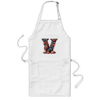Letter V Thanksgiving turkey style gift Long Apron