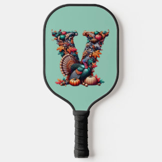 Letter V Thanksgiving turkey style gift Pickleball Paddle