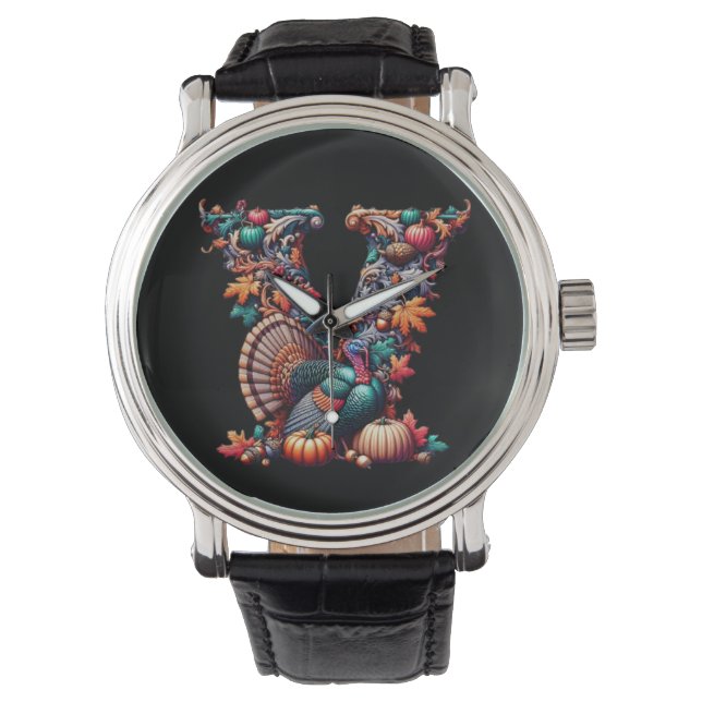 Letter V Thanksgiving turkey style gift  Watch (Front)