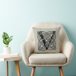 Letter V Vintage Celtic Knot Monogram Cushion