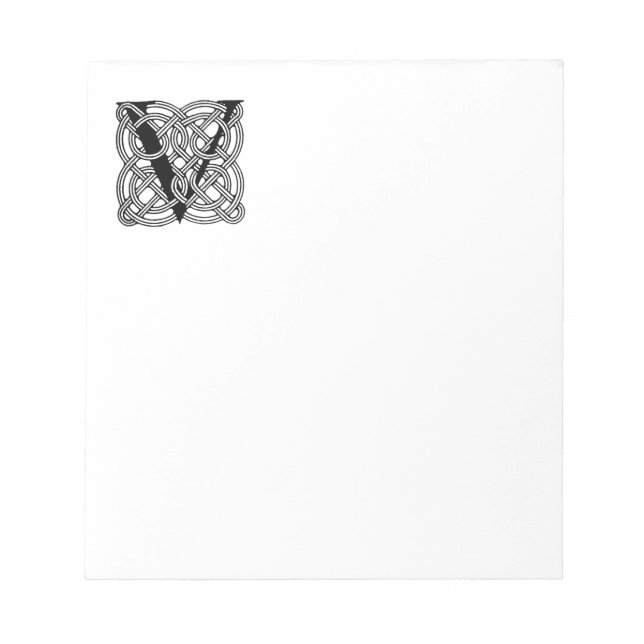 Letter V Vintage Celtic Knot Monogram Notepad (Front)