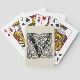 Letter V Vintage Celtic Knot Monogram Playing Cards