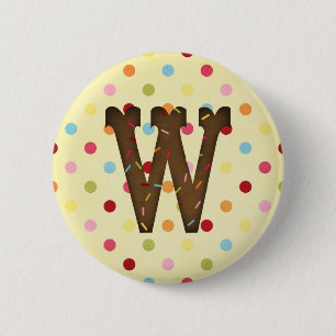 Letter W 6 Cm Round Badge
