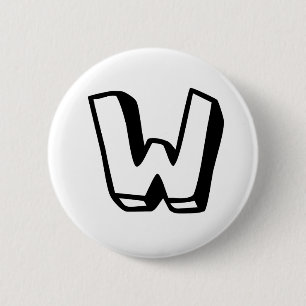Letter W 6 Cm Round Badge