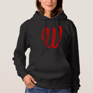 Letter W Alphabet Large Red Graphic Initial Hoodie