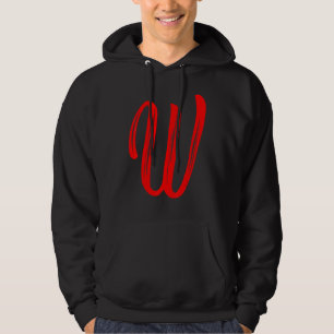 Letter W Alphabet Large Red Graphic Initial Hoodie