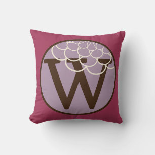 Letter W Alphabet Pillow in Wine Colour