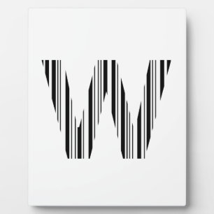 LETTER W BAR CODE First Initial Barcode Pattern Plaque