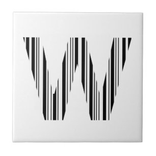 LETTER W BAR CODE First Initial Barcode Pattern Tile