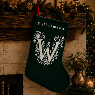 Letter W Botanical Monogram Personalised Stocking