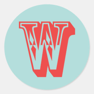 Letter W carnival style monogram initial favour Classic Round Sticker