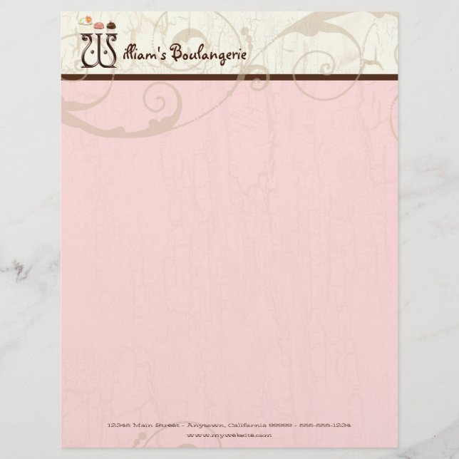 Letter W  Cupcake Business Letterhead (Front)