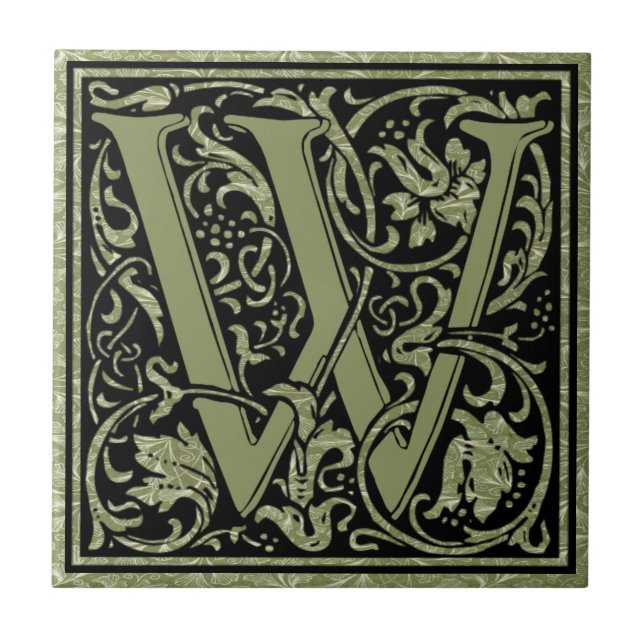 Letter W First Letter Monogram Ceramic Tile (Front)