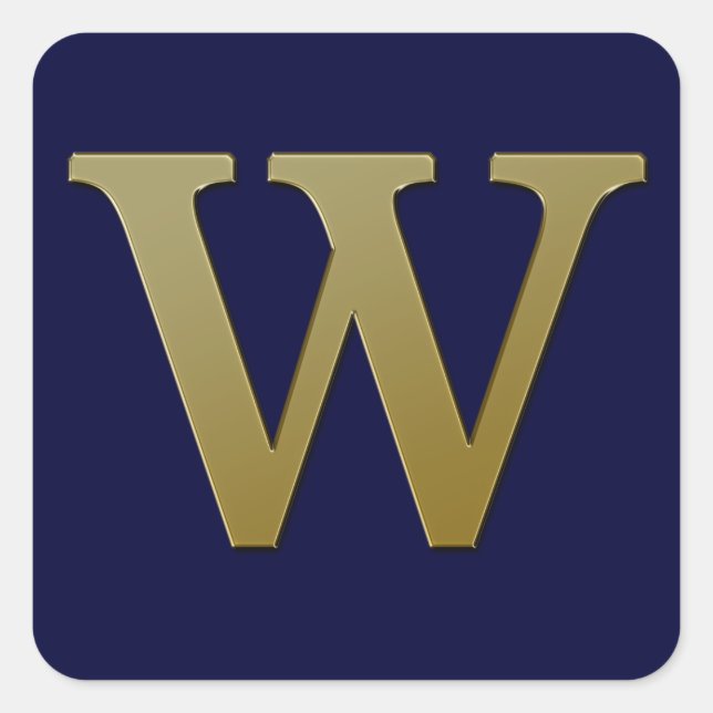 Letter W Gold Square Sticker (Front)