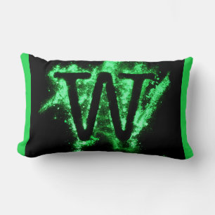 Letter W Green Capital Alphabet Lumbar Cushion