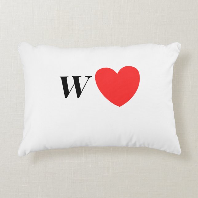 Letter W Heart - Valentine Initial Love Design Decorative Cushion (Front)