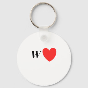 Letter W Heart - Valentine Initial Love Design Key Ring