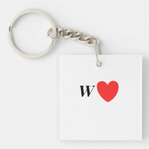 Letter W Heart - Valentine Initial Love Design Key Ring