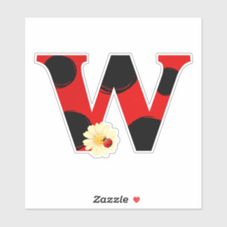 Letter W Ladybug Print with Ladybug and Flower