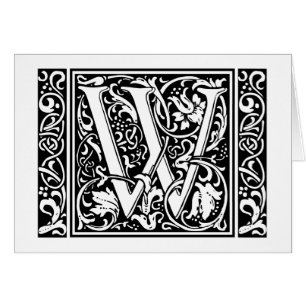 Letter W Mediaeval Monogram Art Nouveau
