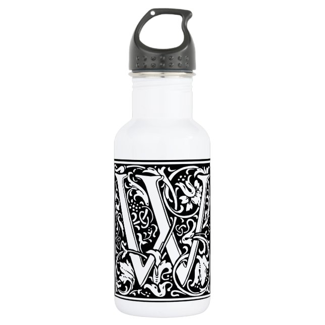 Letter W Mediaeval Monogram Art Nouveau 532 Ml Water Bottle (Front)