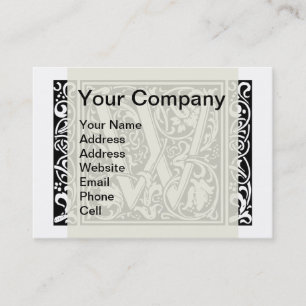 Letter W Mediaeval Monogram Art Nouveau Business Card