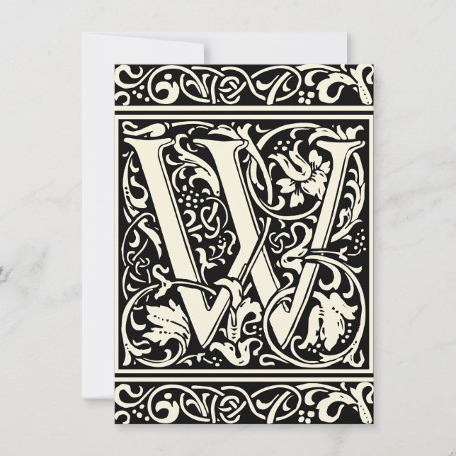 Letter W Mediaeval Monogram Art Nouveau Invitation (Front)