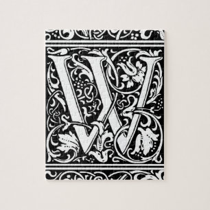 Letter W Mediaeval Monogram Art Nouveau Jigsaw Puzzle