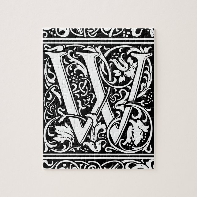 Letter W Mediaeval Monogram Art Nouveau Jigsaw Puzzle (Vertical)