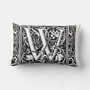 Letter W Mediaeval Monogram Art Nouveau Lumbar Cushion