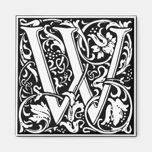 Letter W Mediaeval Monogram Art Nouveau Magnet