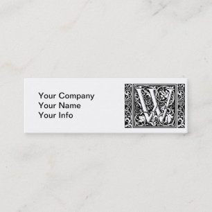 Letter W Mediaeval Monogram Art Nouveau Mini Business Card