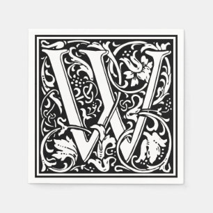 Letter W Mediaeval Monogram Art Nouveau Napkin
