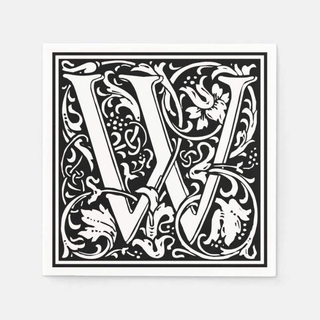 Letter W Mediaeval Monogram Art Nouveau Napkin (Front)